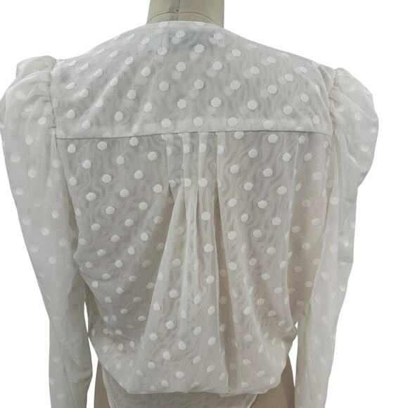 IORANE Tulle Bodysuit Swiss Dot Print White Size 42 / US Large - Picture 7 of 11